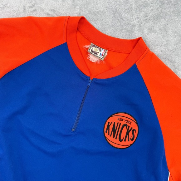 Vintage New York Knicks NBA Basketball Jersey Quarter Zip Pullover Shirt‎ Men